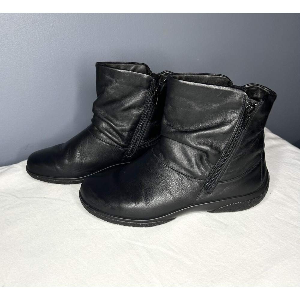 Hotter Boots Womens Size 6.5 Black Whisper Ankle Bootie Leather Zip Flat Comfort - Picture 16 of 16